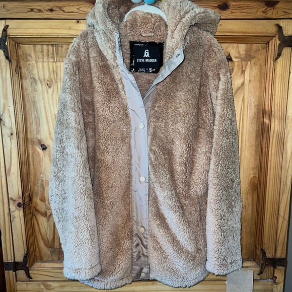 Steve Madden tan brown teddy style snap up jacket. SZ.XL-1X. NWT - Picture 4 of 7